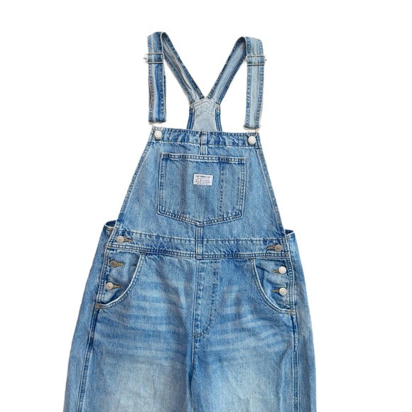 #87 LEVI’S ~ Classic Light Wash Distressed Denim Overalls - Picture 4 of 10